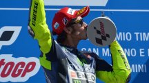 Valentino Rossi celebrates his emotional win at Misano